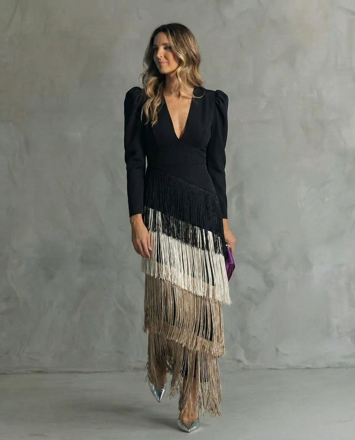 Celina | Flowy V-Neck Long Sleeve Dress