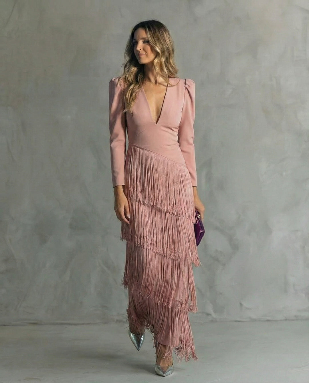 Celina | Flowy V-Neck Long Sleeve Dress