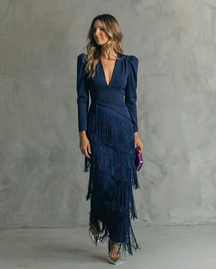 Celina | Flowy V-Neck Long Sleeve Dress