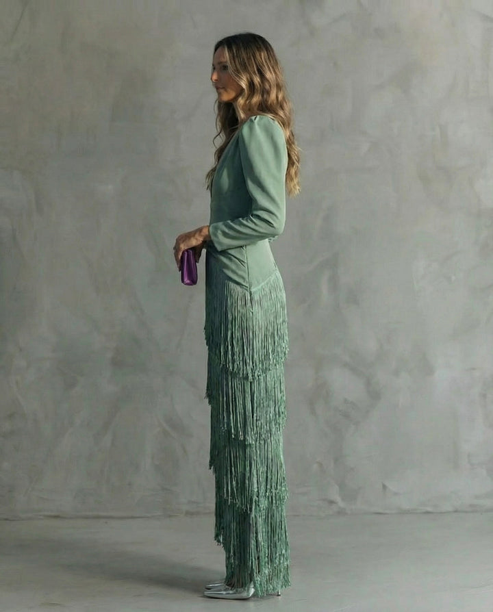 Celina | Flowy V-Neck Long Sleeve Dress