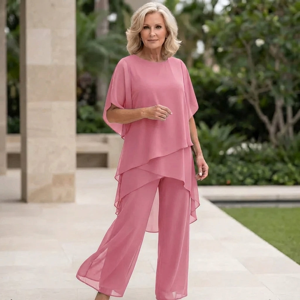 Valeria | Elegant Draped Palazzo Trousers Set