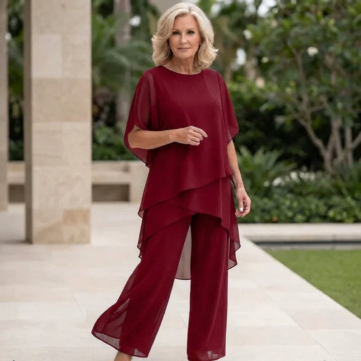 Valeria | Elegant Draped Palazzo Trousers Set