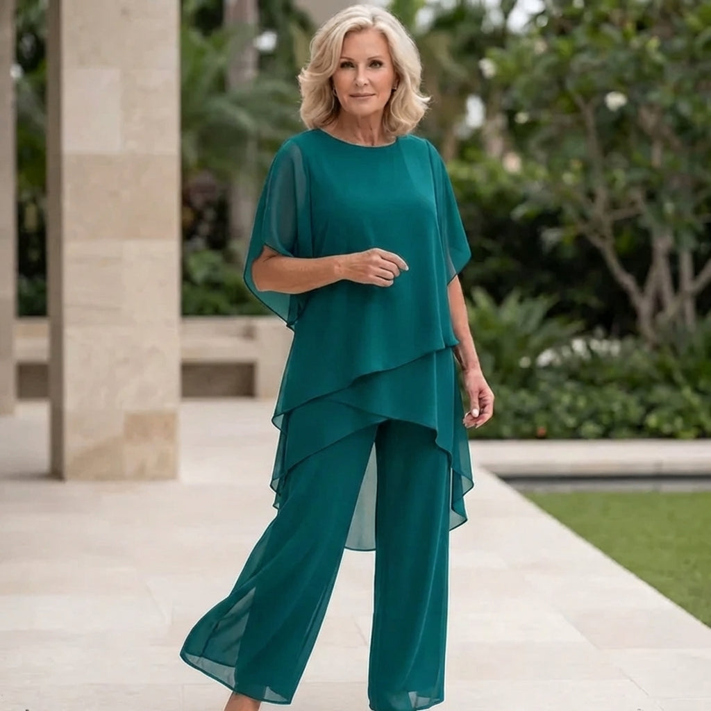 Valeria | Elegant Draped Palazzo Trousers Set
