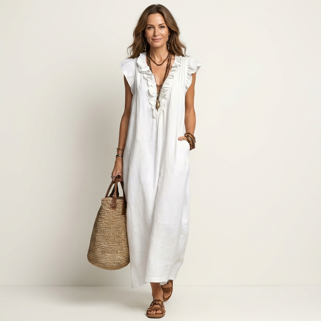 Arabella | Ruffle V-Neck Maxi Dress