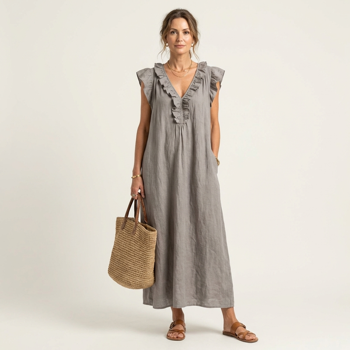 Arabella | Ruffle V-Neck Maxi Dress