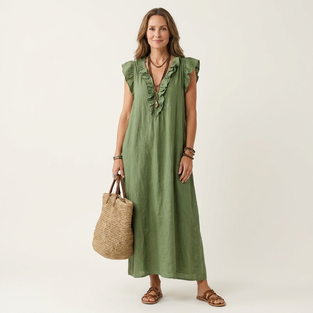 Arabella | Ruffle V-Neck Maxi Dress