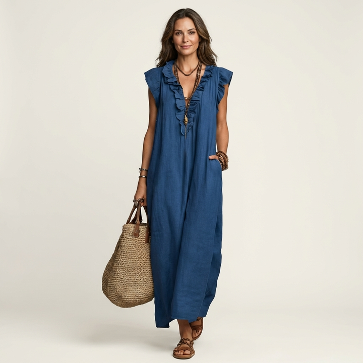 Arabella | Ruffle V-Neck Maxi Dress