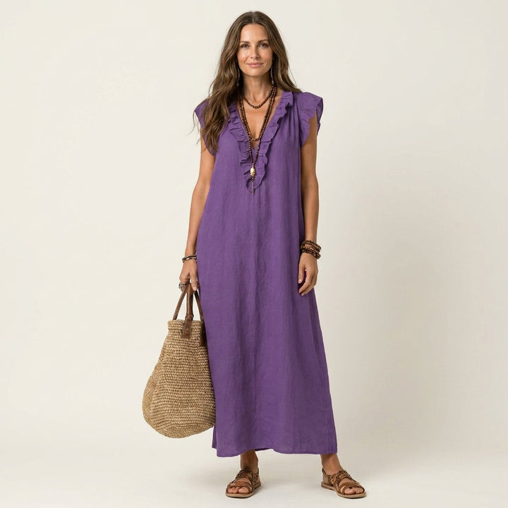 Arabella | Ruffle V-Neck Maxi Dress