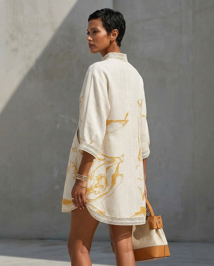 Elodie | Artistic V-Neck Mini Dress