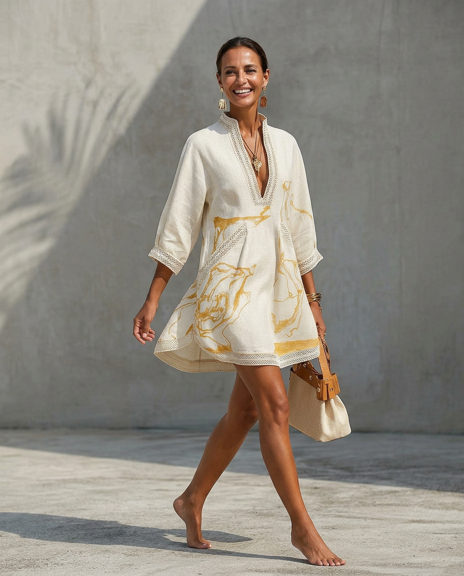 Elodie | Artistic V-Neck Mini Dress