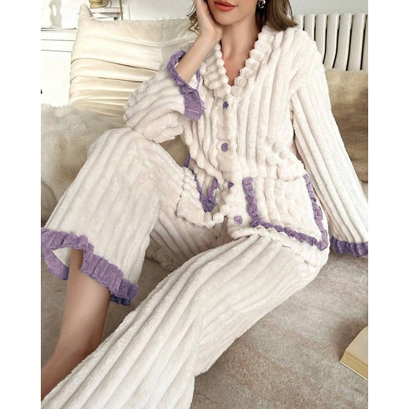 Winifred | Cozy Ruffle-Trim Two-Piece Set