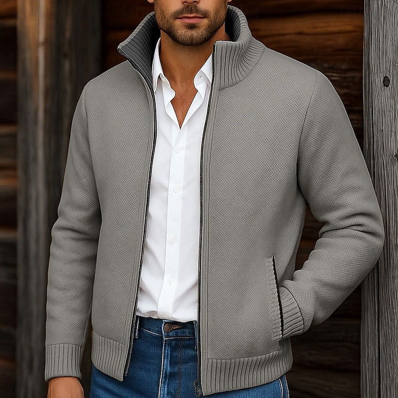 Gregory | Stand-Collar Zip Cardigan