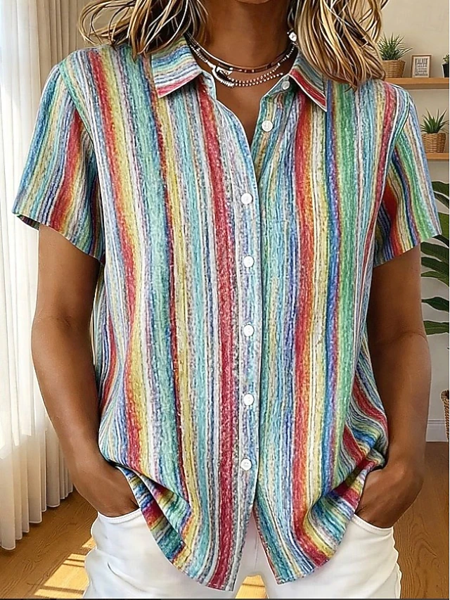 Simone | Artful Short-Sleeve Shirt