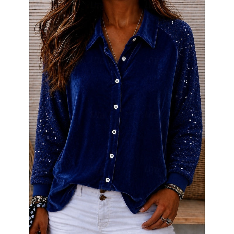 Meredith | Shimmer-Sleeve Elegant Shirt