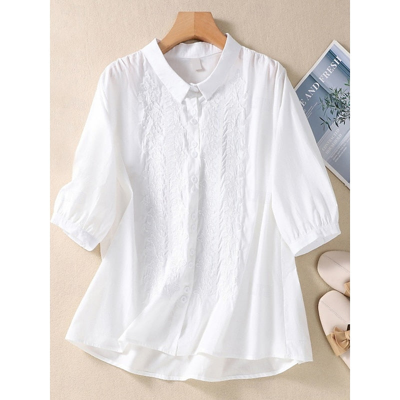 Paige | Embroidered Peter Pan Collar Blouse