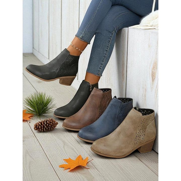 Hollis | Cutout Low-Heel Ankle Boots