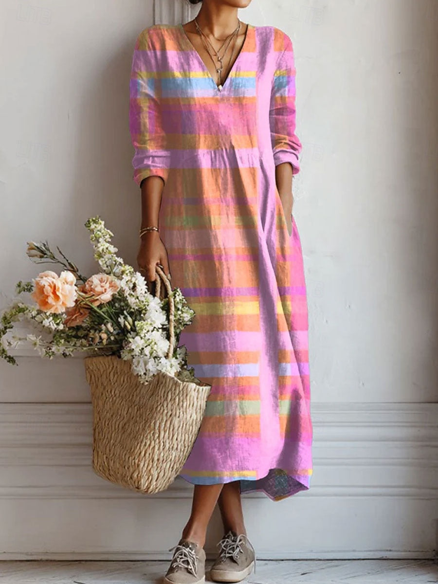 Miranda | Elegant Multicolour Long Sleeve Dress