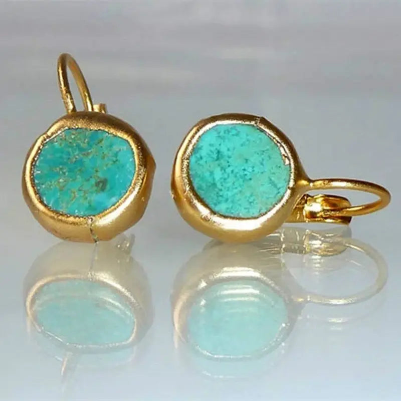 Denise | Elegant Gold and Turquoise Stone Earrings