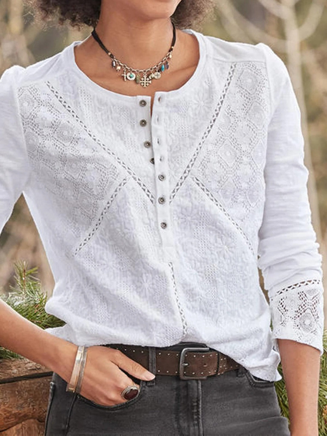 Charlene | Openwork Detail Blouse