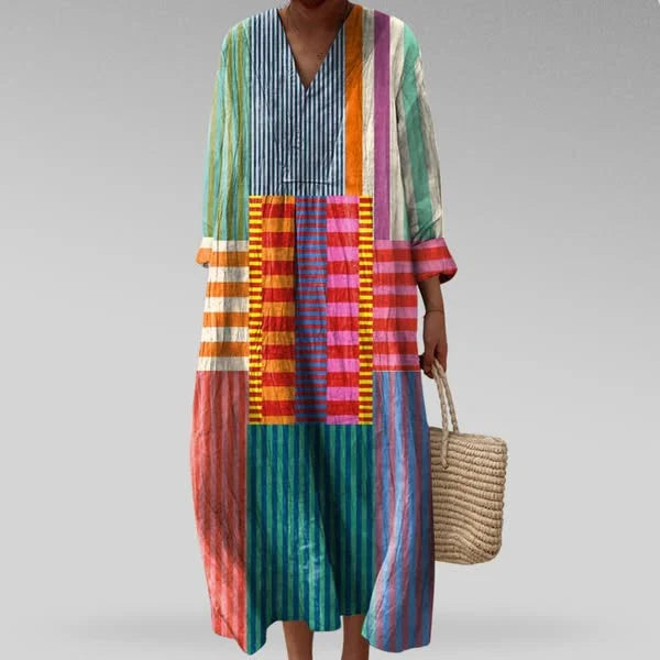 Amillia | Stylish Geometric V-Neck Dress