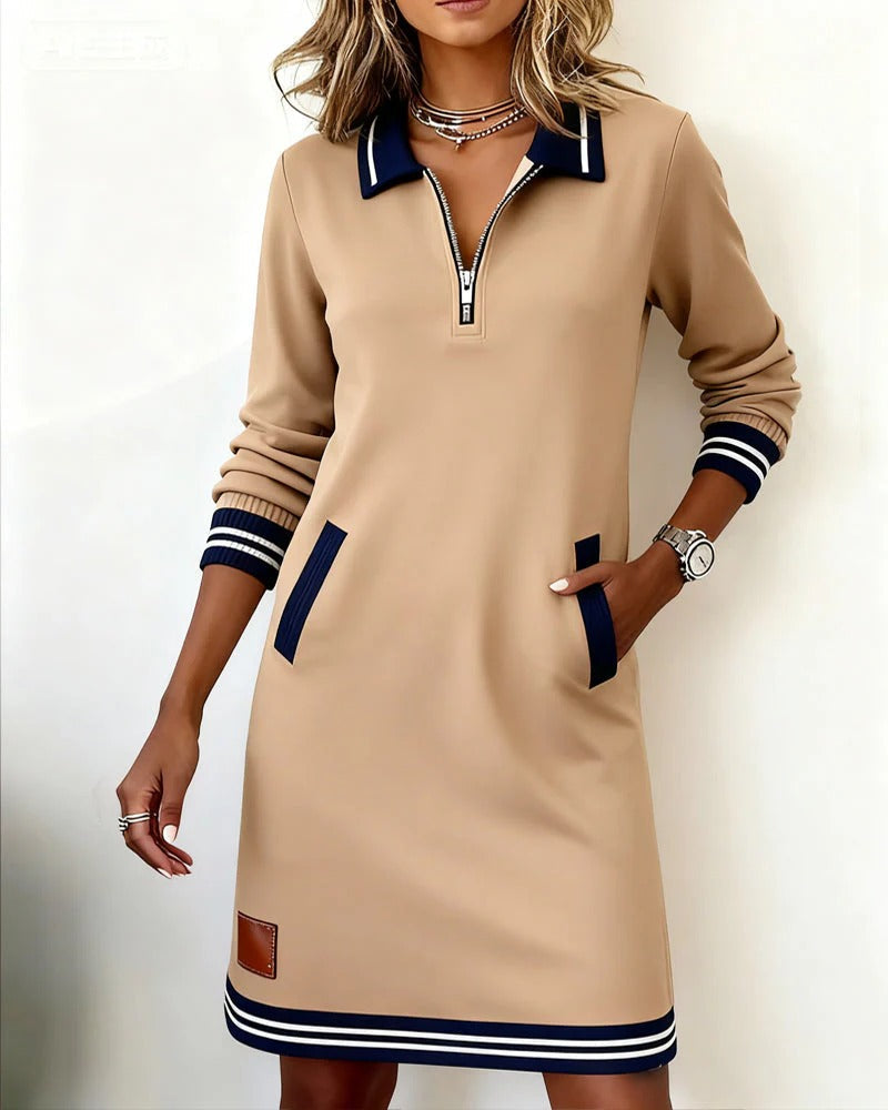 Adeline | Chic Long Sleeve Collar Dress