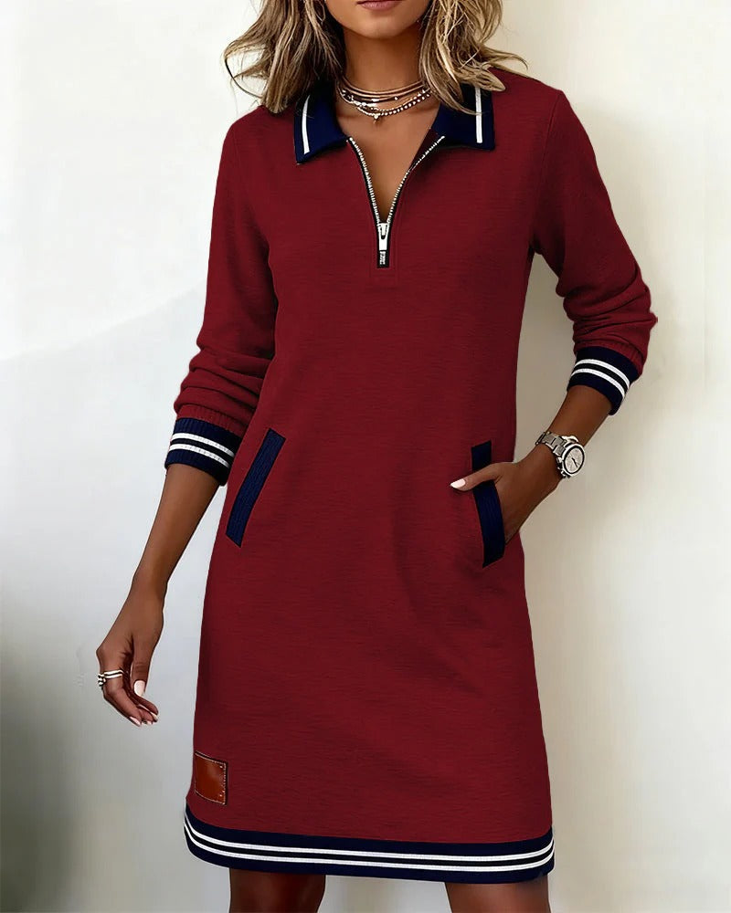 Adeline | Chic Long Sleeve Collar Dress