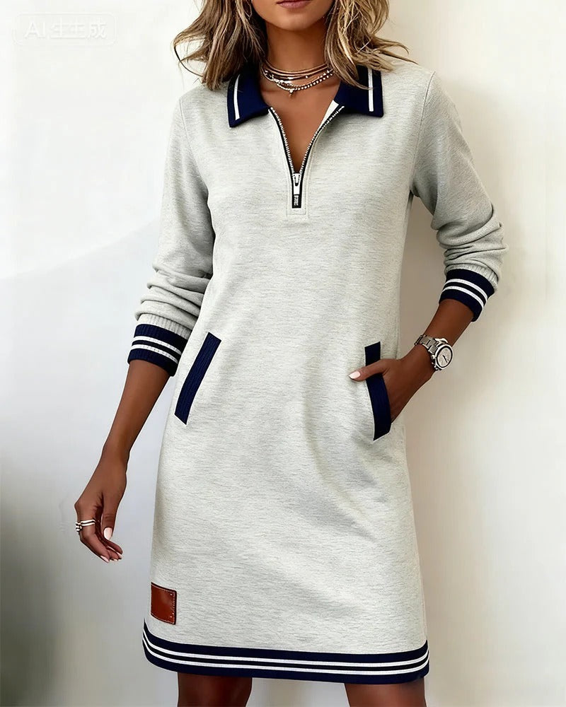 Adeline | Chic Long Sleeve Collar Dress