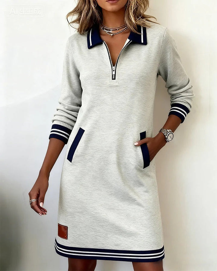 Adeline | Chic Long Sleeve Collar Dress