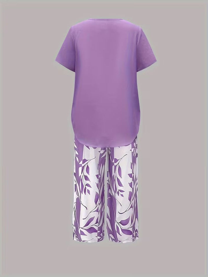 Summer | Casual Leaf Print Two Piece Set