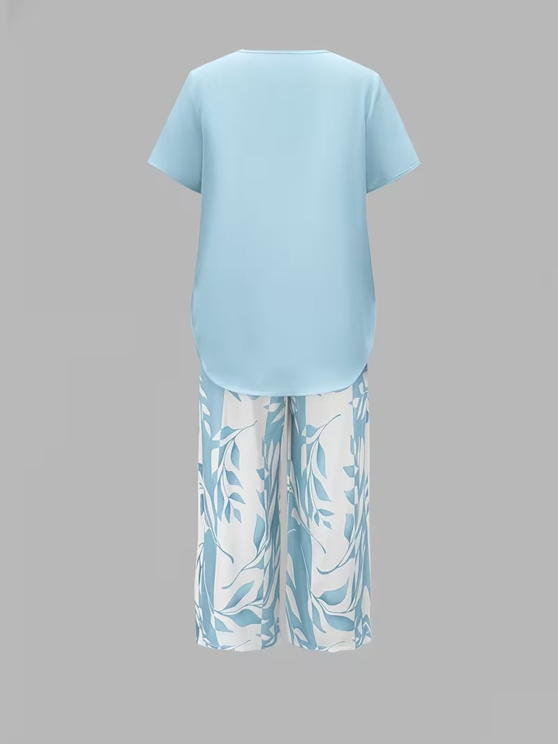 Summer | Casual Leaf Print Two Piece Set
