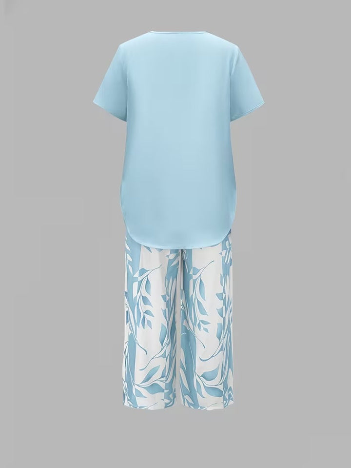 Summer | Casual Leaf Print Two Piece Set