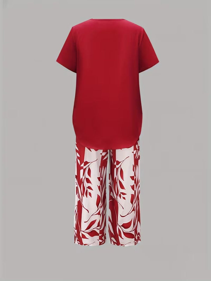 Summer | Casual Leaf Print Two Piece Set