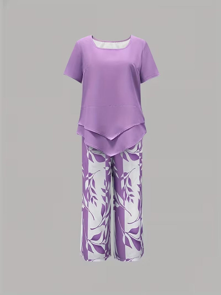 Summer | Casual Leaf Print Two Piece Set