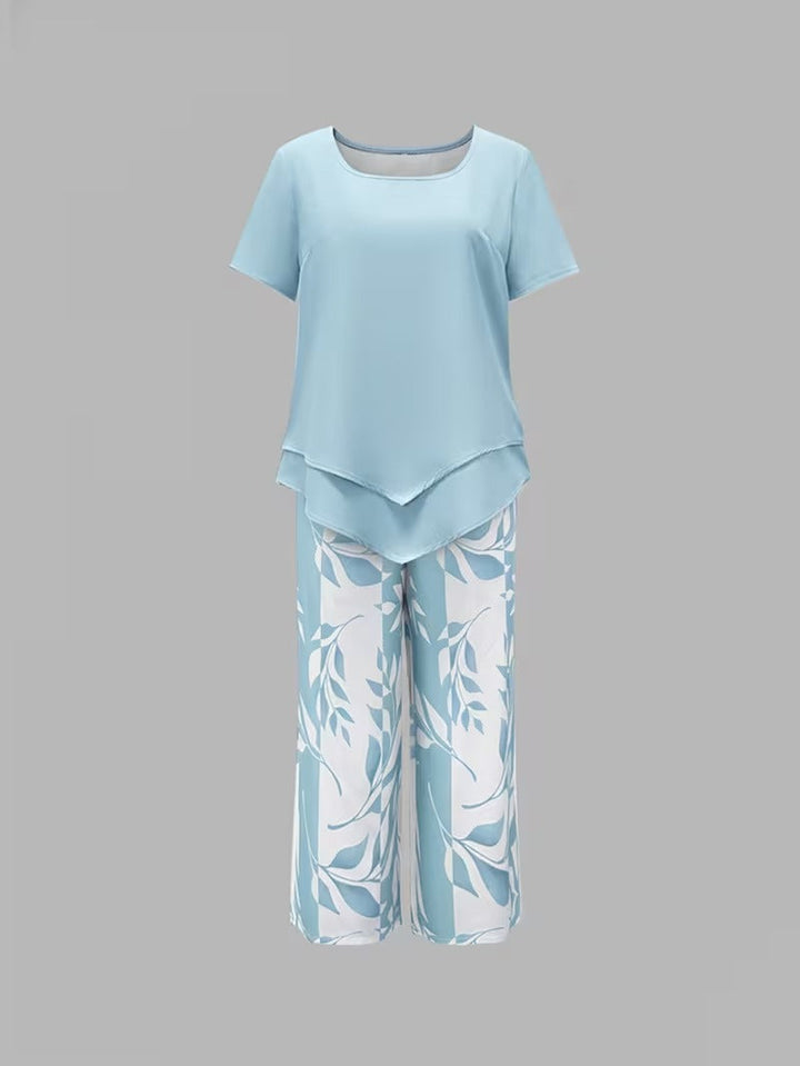 Summer | Casual Leaf Print Two Piece Set