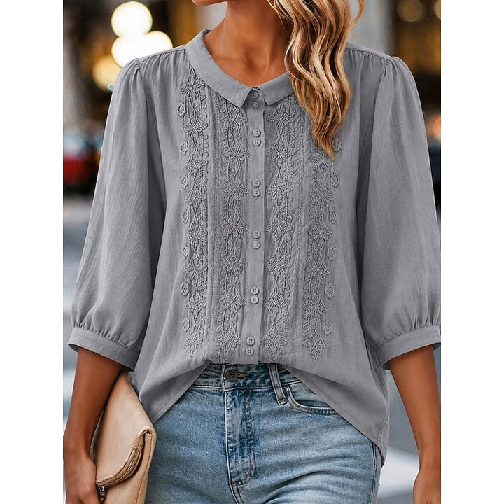 Paige | Embroidered Peter Pan Collar Blouse