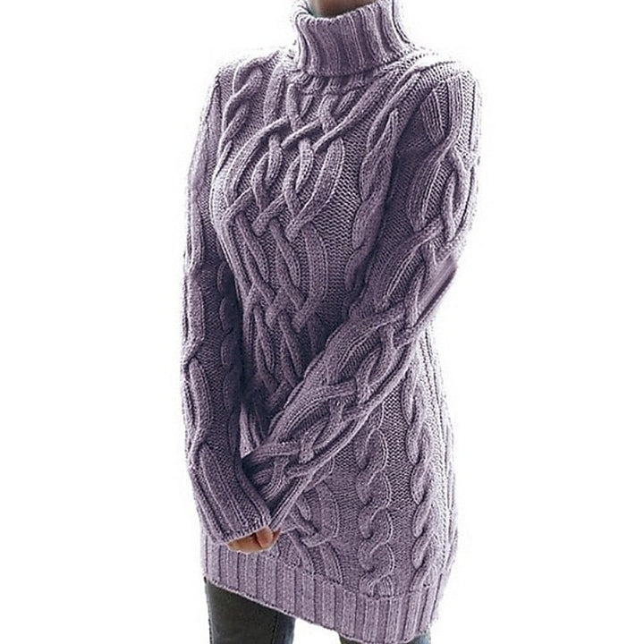 Thea | Cable-Textured Turtleneck Jumper Dress