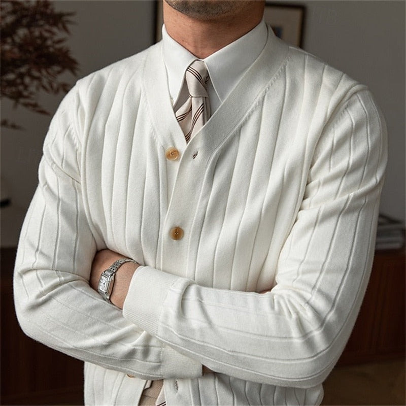 Vincent | Ribbed V-Neck Button Cardigan