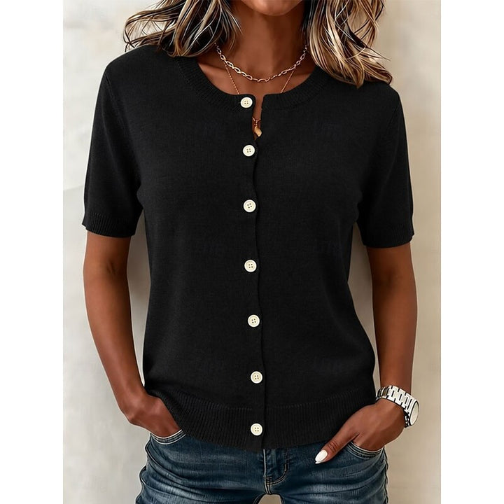 Delia | Button-Front Short Sleeve Top