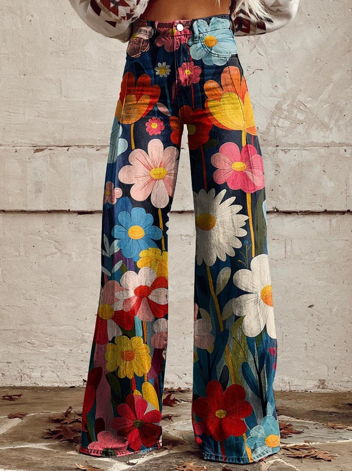 Sandra | Stylish Floral Wide Trousers