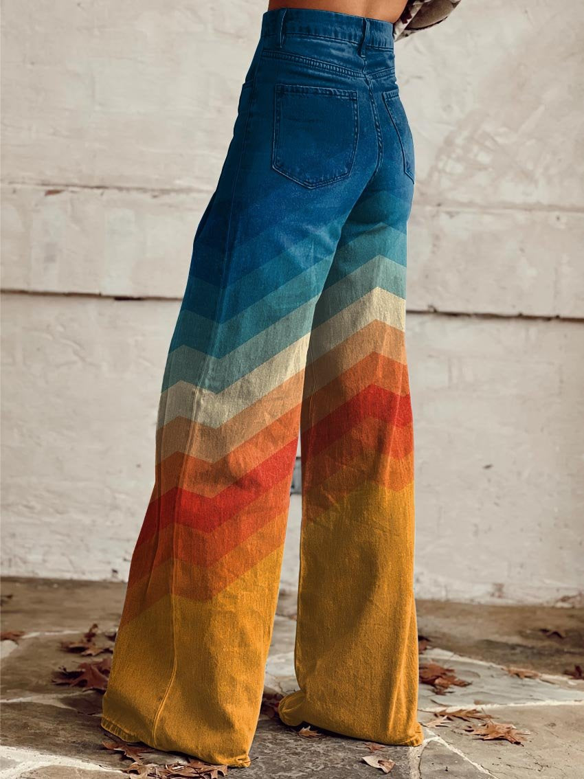 Colleen | Elegant Multicolour Retro Zigzag Trousers