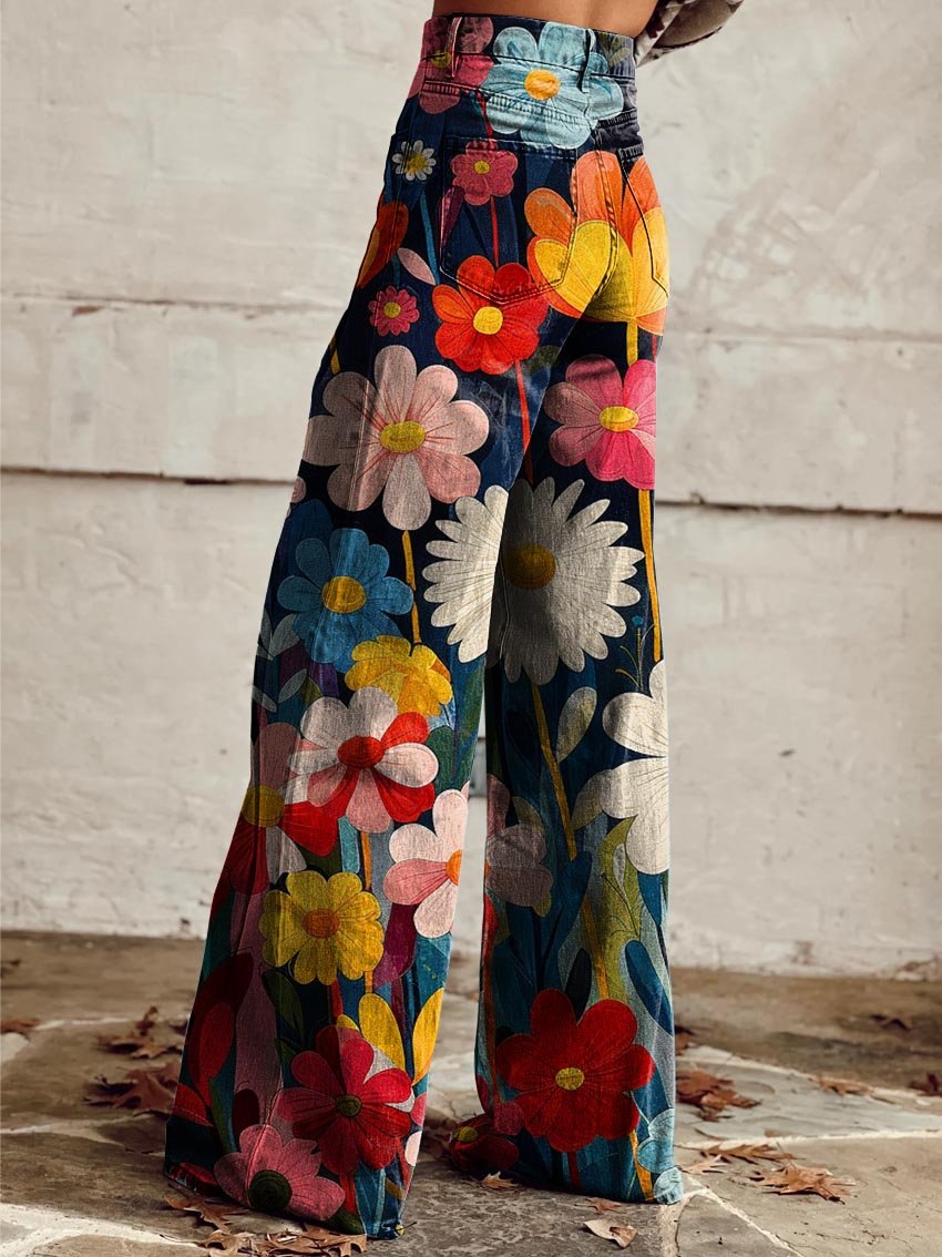 Sandra | Stylish Floral Wide Trousers
