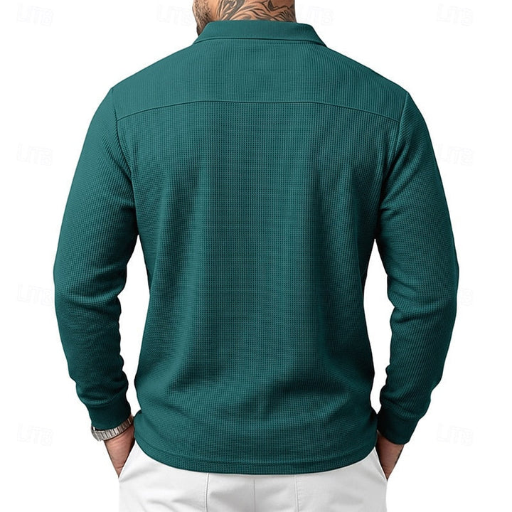 Quentin | Textured Long-Sleeve Polo Shirt