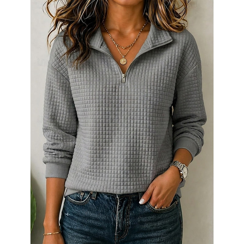 Annette | Textured Quarter-Zip Pullover