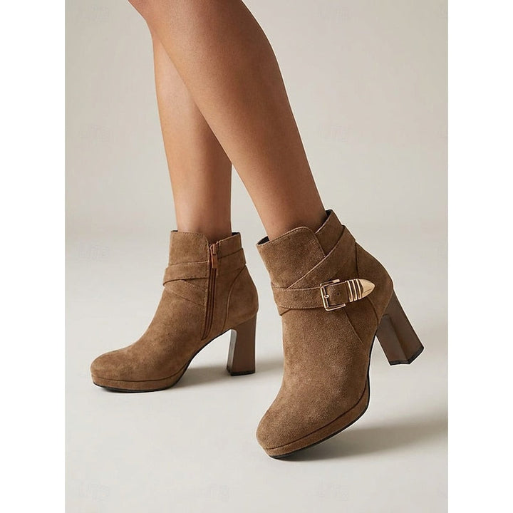 Renata | Buckle-Strap Block Heel Ankle Boots