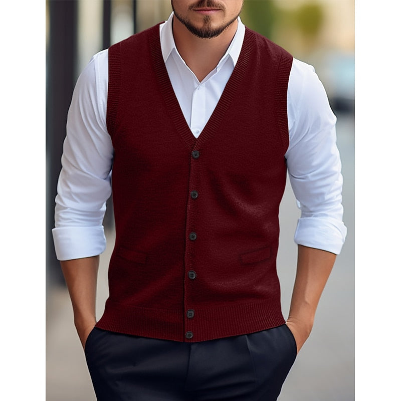 Leonard | Buttoned V-Neck Jumper Vest
