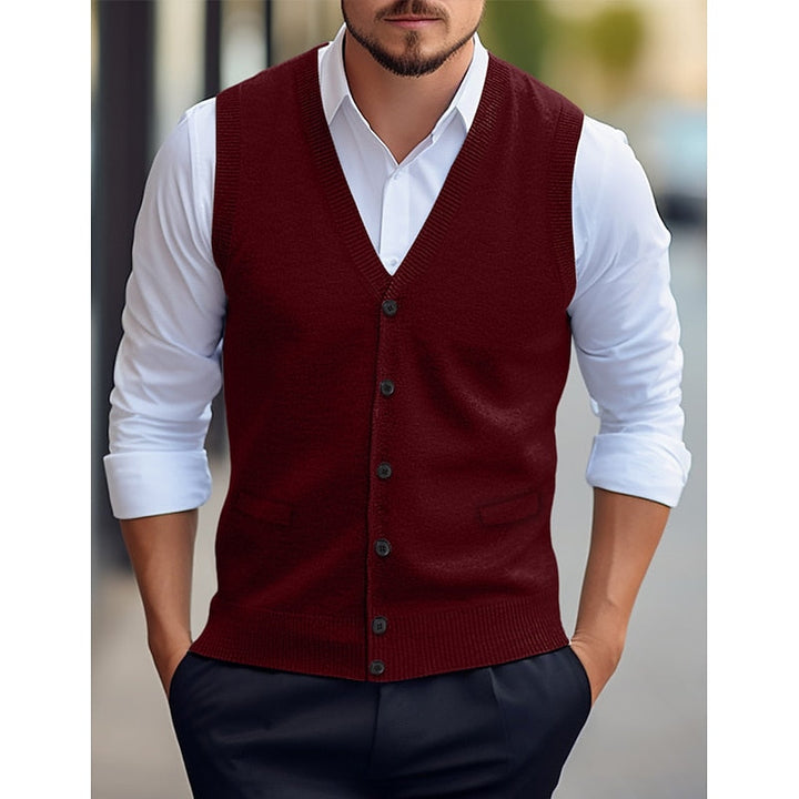 Leonard | Buttoned V-Neck Jumper Vest
