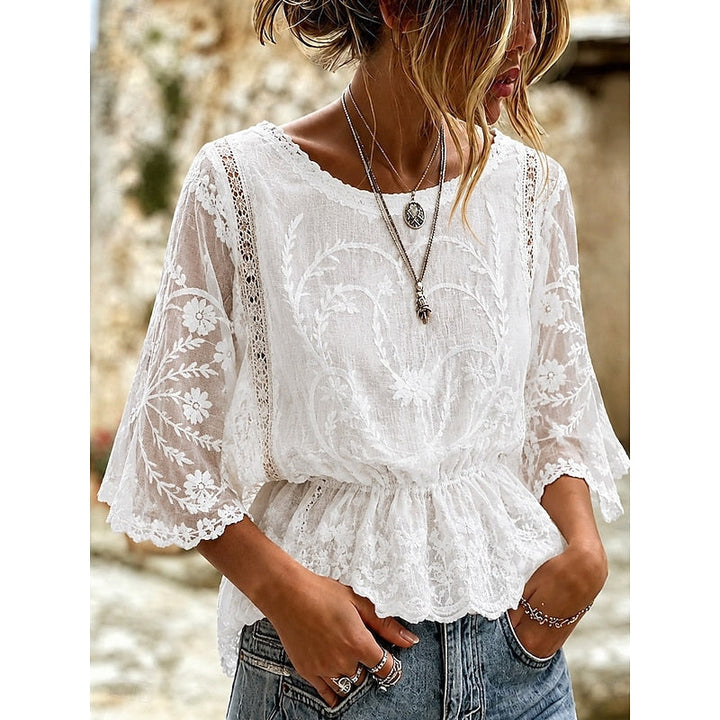 Sabrina | Embroidered Peplum Blouse