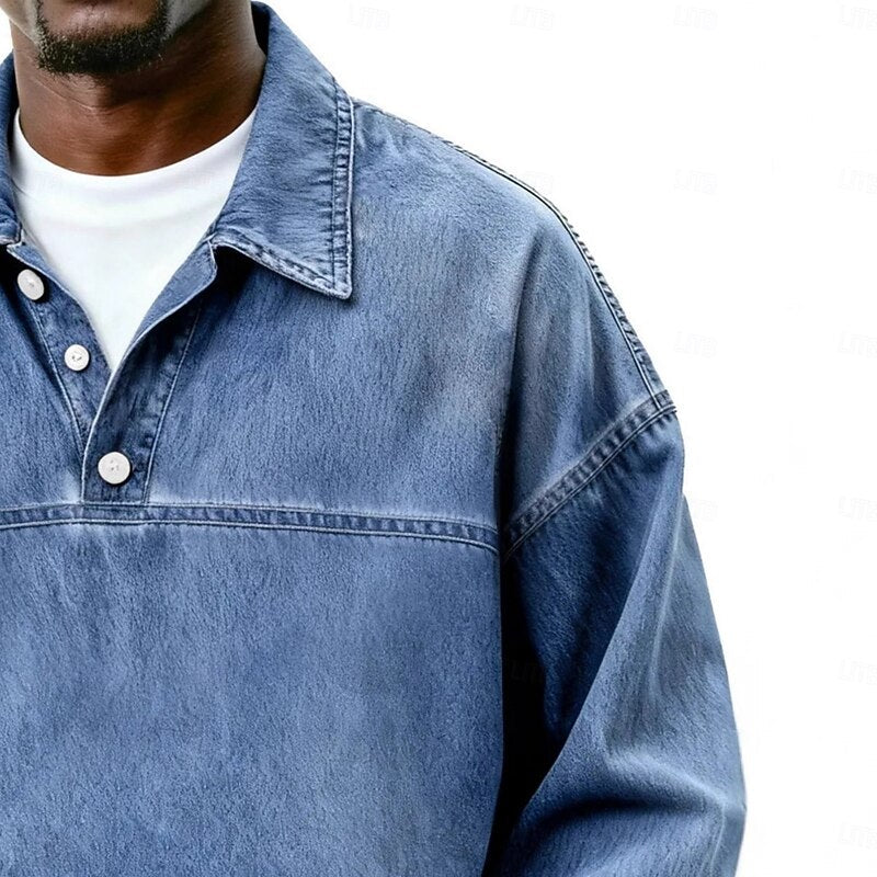 Gabriel | Washed Long Sleeve Polo Shirt