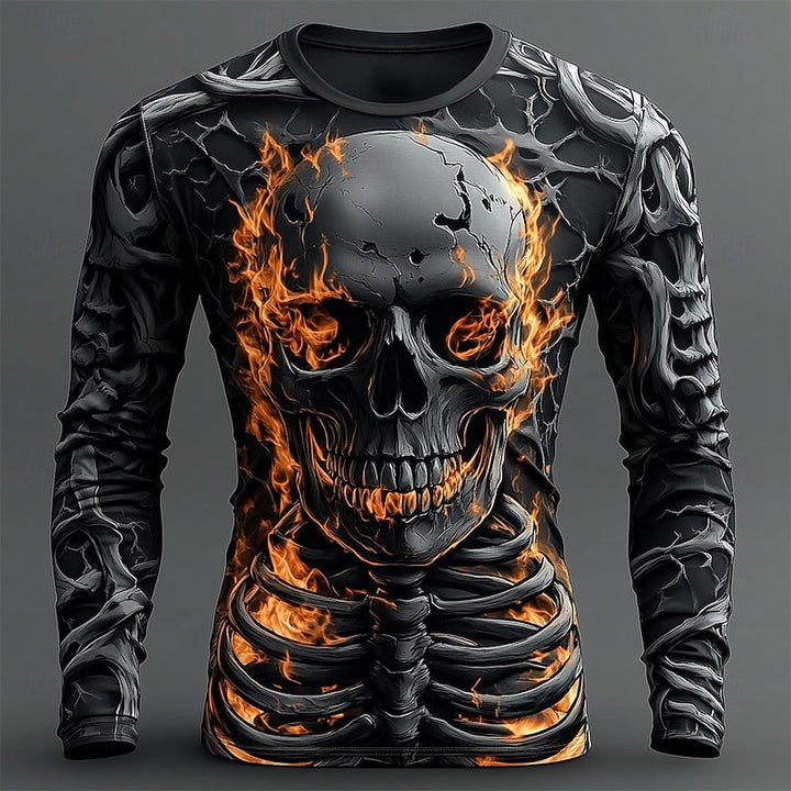 Jasper | Flame Skeleton Halloween Long-Sleeve Shirt