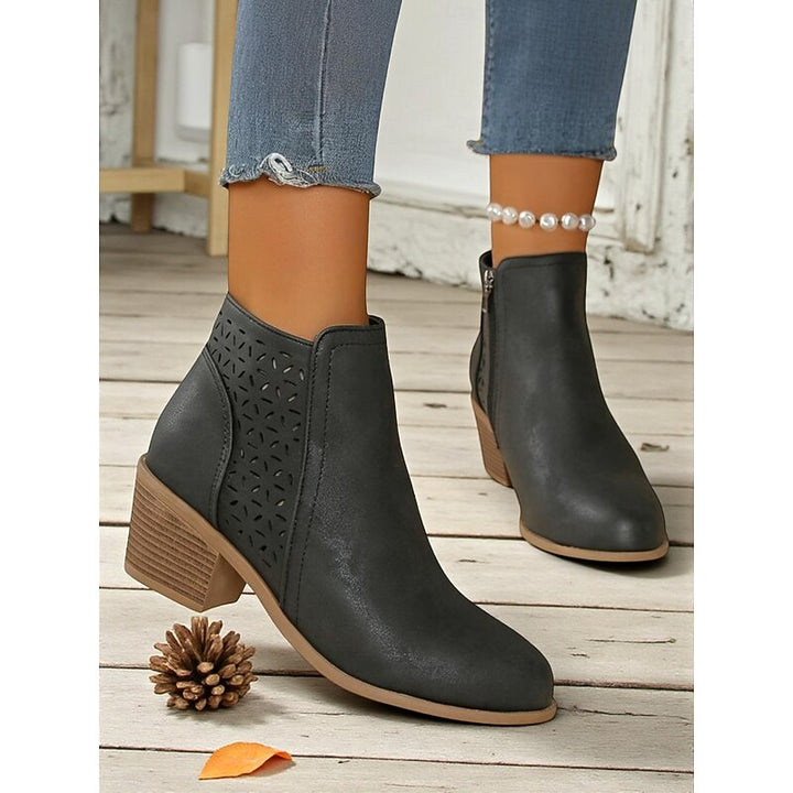 Hollis | Cutout Low-Heel Ankle Boots